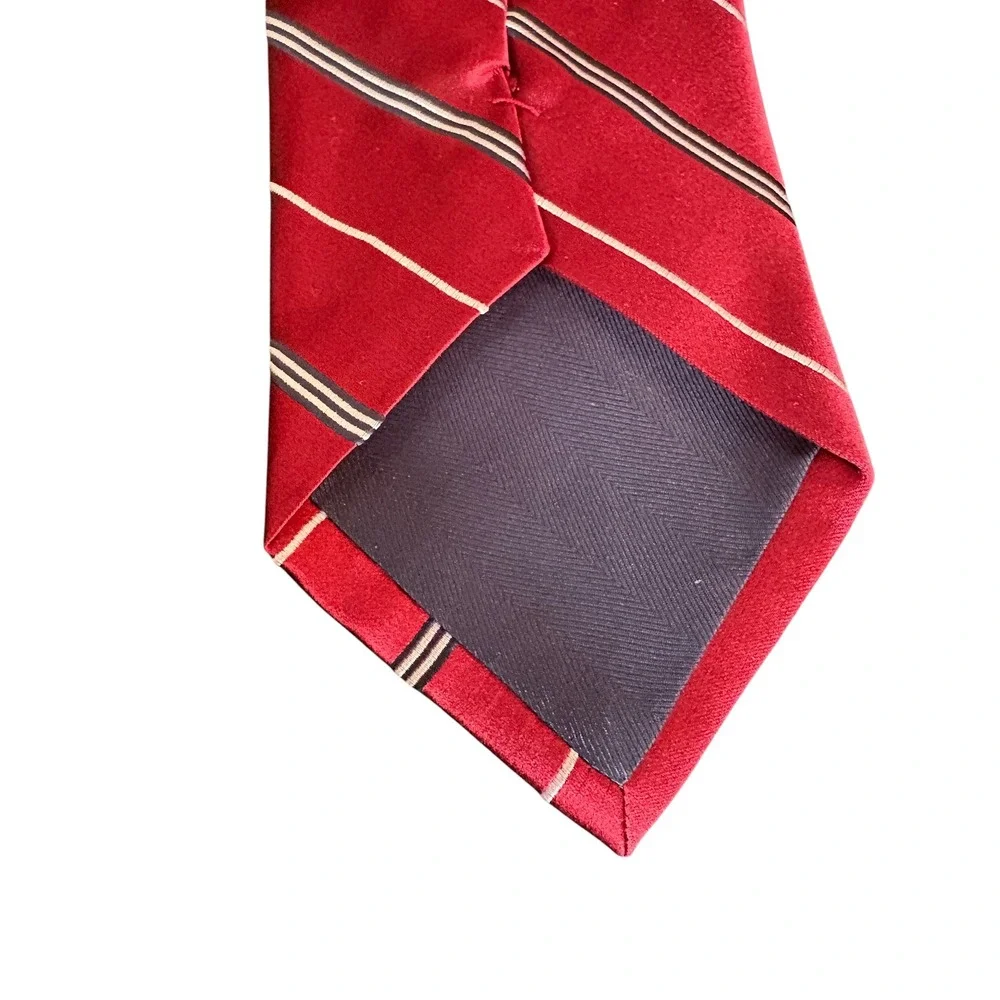 Stafford Essentials Red‎ Striped Silk Neck Tie Mens 60